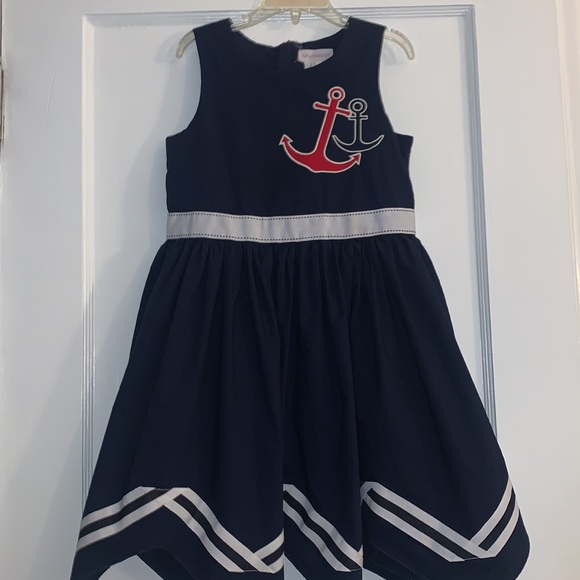 Savannah 6X Navy Blue Nautical Dress Handkerchief Hem EUC - Picture 13 of 13